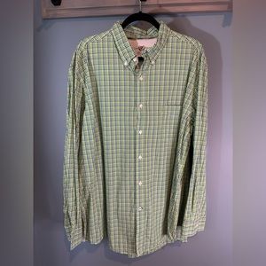 Club Room Cotton Button-Down Shirt with Chest Pocket in Green Plaid